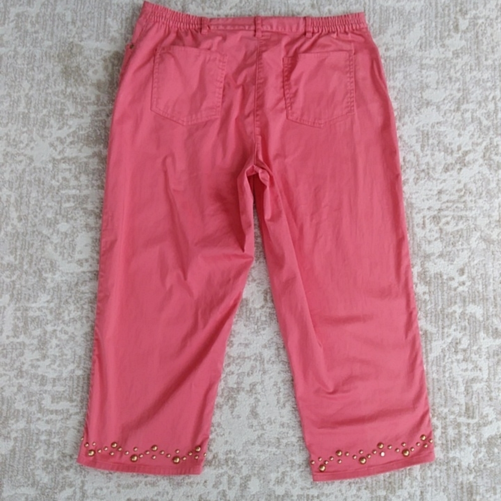 Brielle Blvd. Embellsihed Capri Pants 14P Pink Orange - Picture 12 of 16